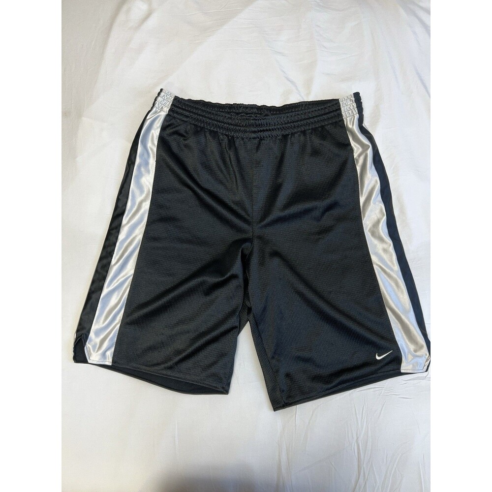NIKE Black and Silver Athletic Workout Shorts Elastic Waist - Men's Size XL